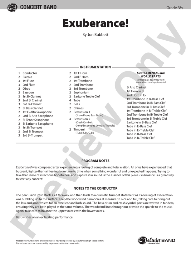Exuberance! - Concert Band Conductor Score & Parts (Digital Download)