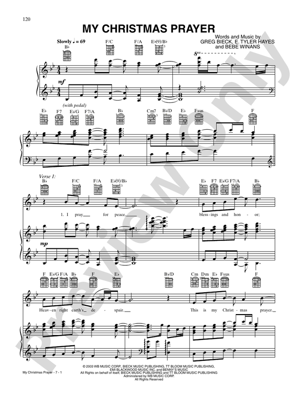 My Christmas Prayer - PVG - Bebe Winans (Digital Download)