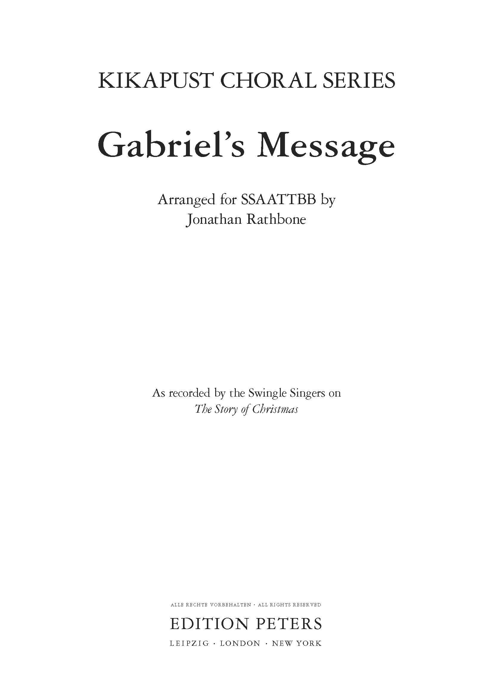 Gabriel's Message (The Angel Gabriel) (EP77005) - SATB Choral Octavo (Digital Download)