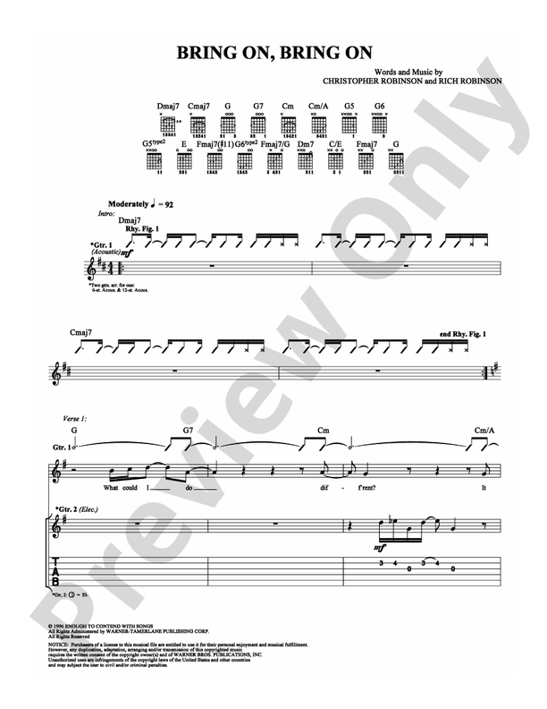 Bring On, Bring On - Guitar TAB (Digital Download)