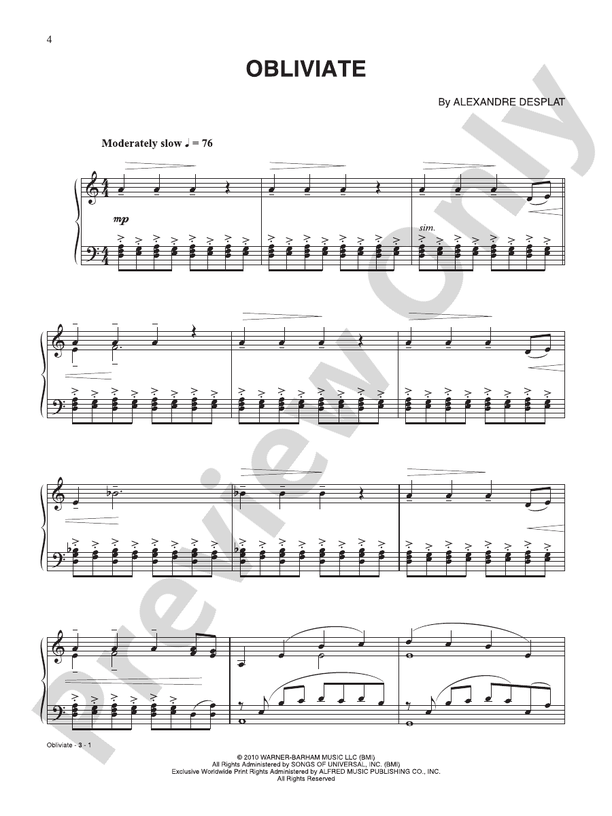 Obliviate (from "Harry Potter & The Deathly Hallows: Part 1") - Piano (Digital Download)