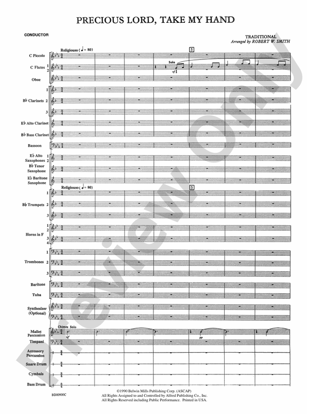 Precious Lord, Take My Hand - Concert Band Conductor Score & Parts (Digital Download)
