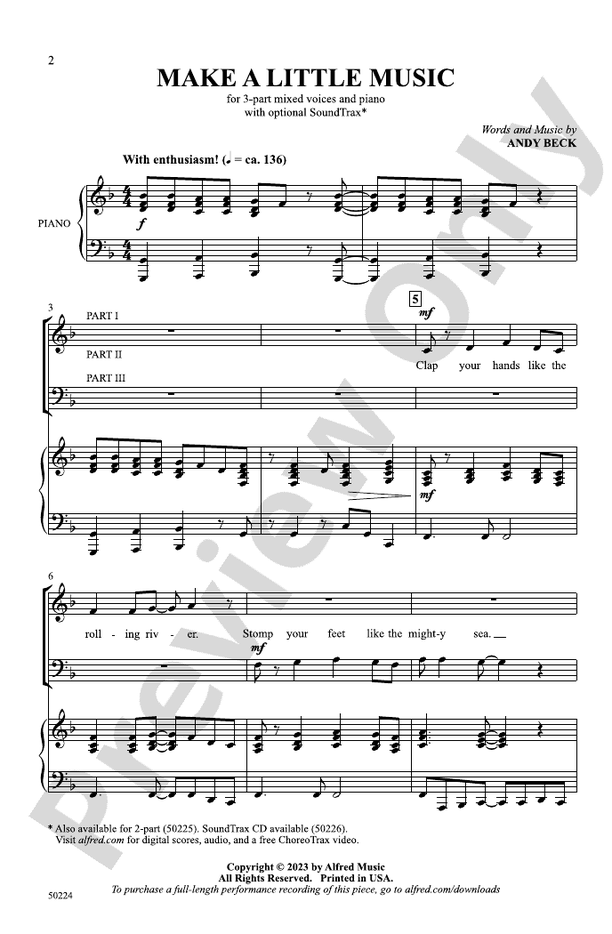 Make a Little Music - 3 Part Mixed Choral Octavo (Digital Download)