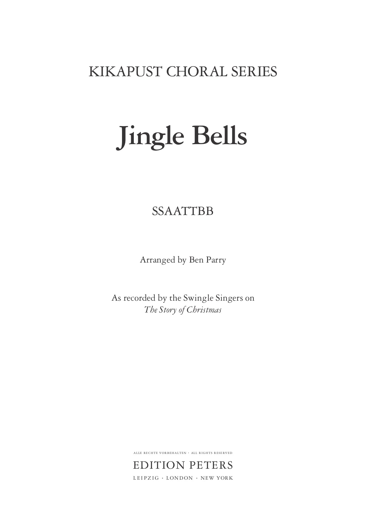 Jingle Bells - SATB Choral Octavo (Digital Download)