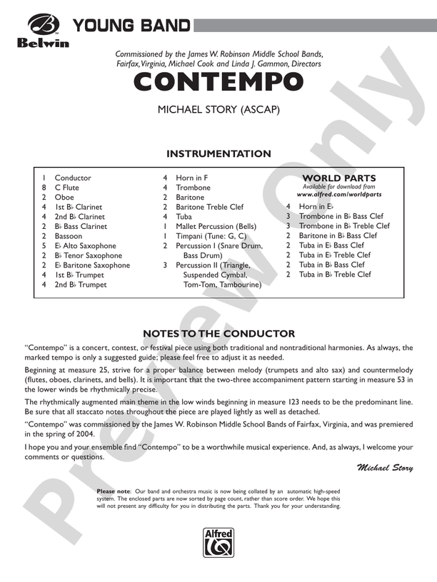 Contempo - Concert Band Conductor Score & Parts (Digital Download)