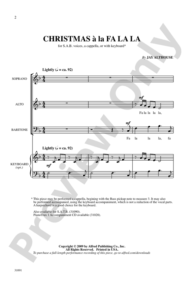 Christmas a la Fa La La – SAB, a cappella Choral Octavo (Digital Download)