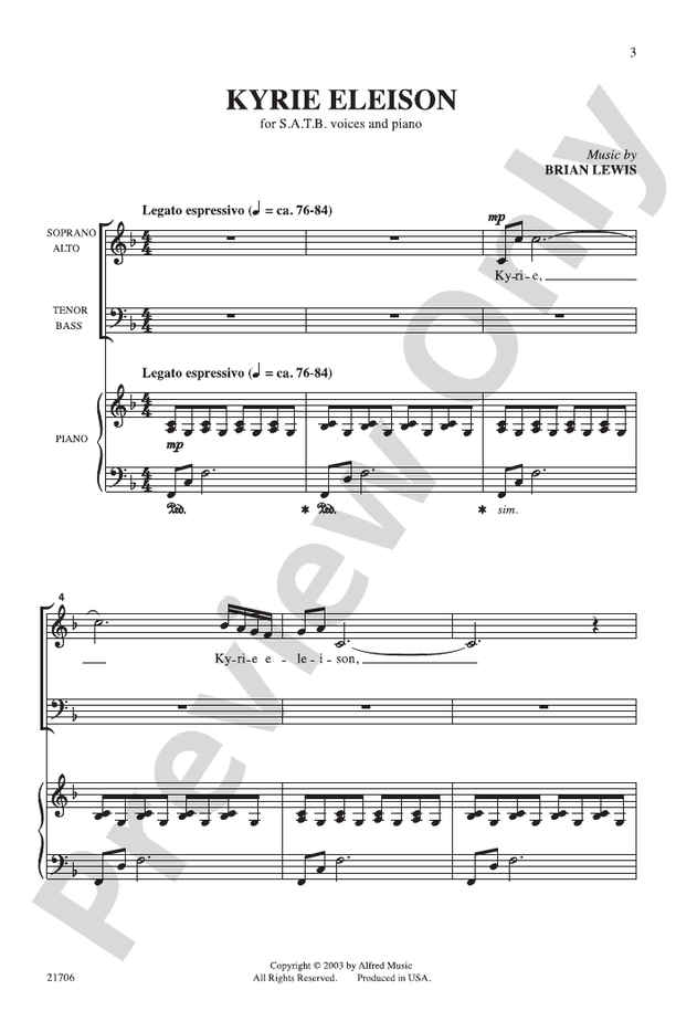 Kyrie Eleison - Brian Lewis – SATB Choral Octavo (Digital Download)