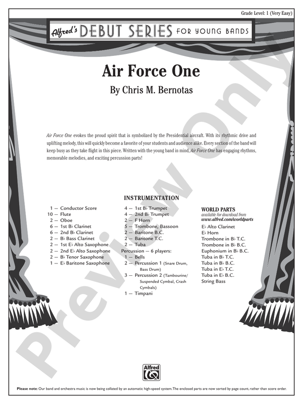 Air Force One (Chris M Bernotas) - Concert Band Conductor Score & Parts (Digital Download)