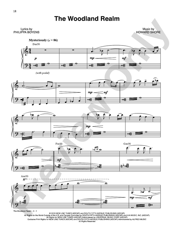 The Woodland Realm (from The Hobbit: The Desolation of Smaug) - Piano (Digital Download)