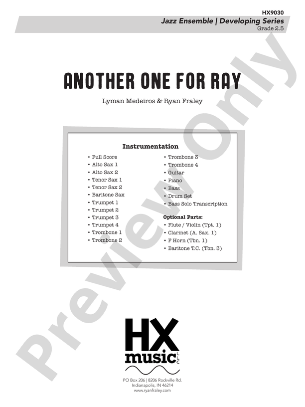 Another One for Ray – Jazz Ensemble Conductor Score & Parts (Digital Download)