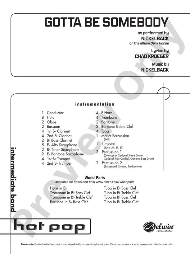 Gotta Be Somebody - Concert Band Conductor Score & Parts (Digital Download)