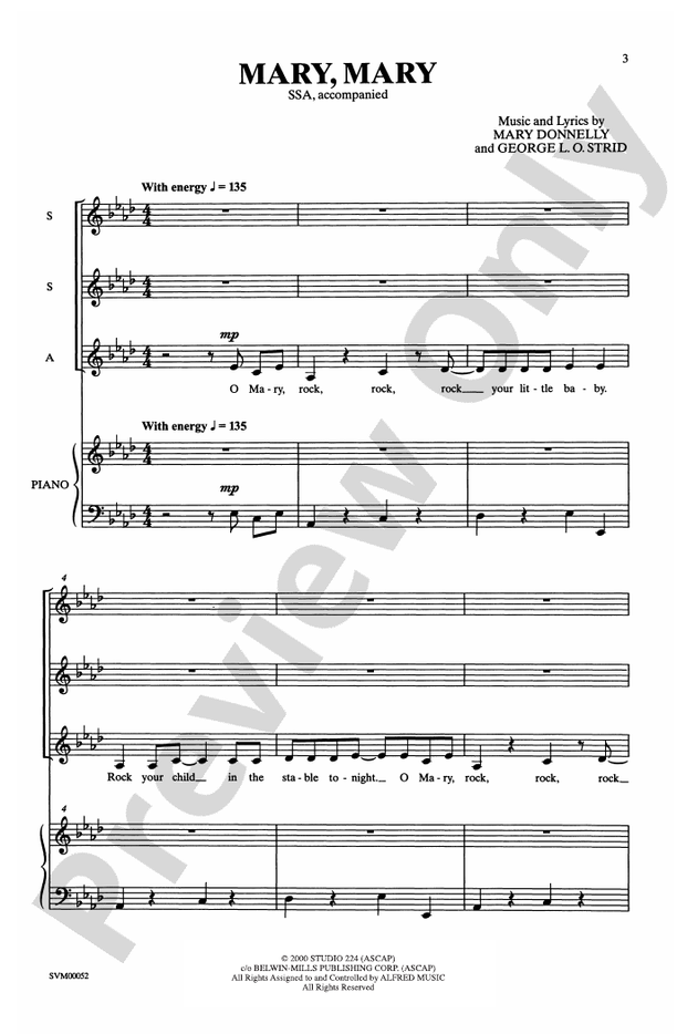 Mary, Mary – SSA Choral Octavo (Digital Download)
