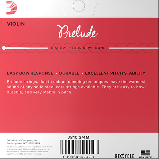 D'Addario Prelude Violin, Set, 3/4