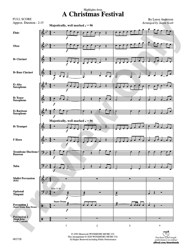 A Christmas Festival (Grade 1) - Concert Band Conductor Score & Parts (Digital Download)