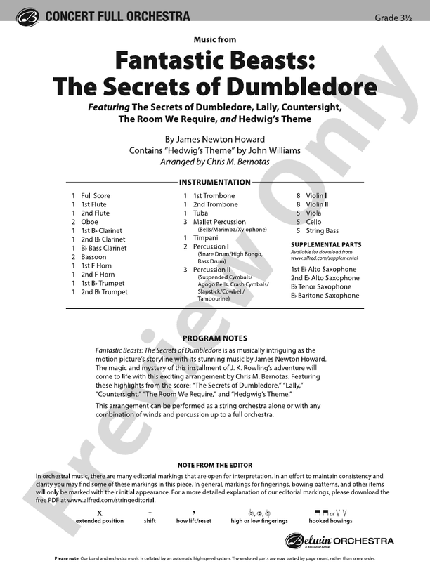 Fantastic Beasts: The Secrets of Dumbledore – Full Orchestra Conductor Score & Parts (Digital Download)