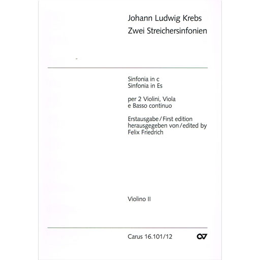 Krebs - 2 Sinfonias - String Orchestra Violin 2 Part Carus Verlag 16.101/12