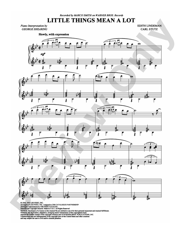 Little Things Mean a Lot - Piano (Digital Download)