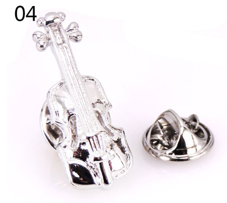 Silver Violin Pin/Brooch