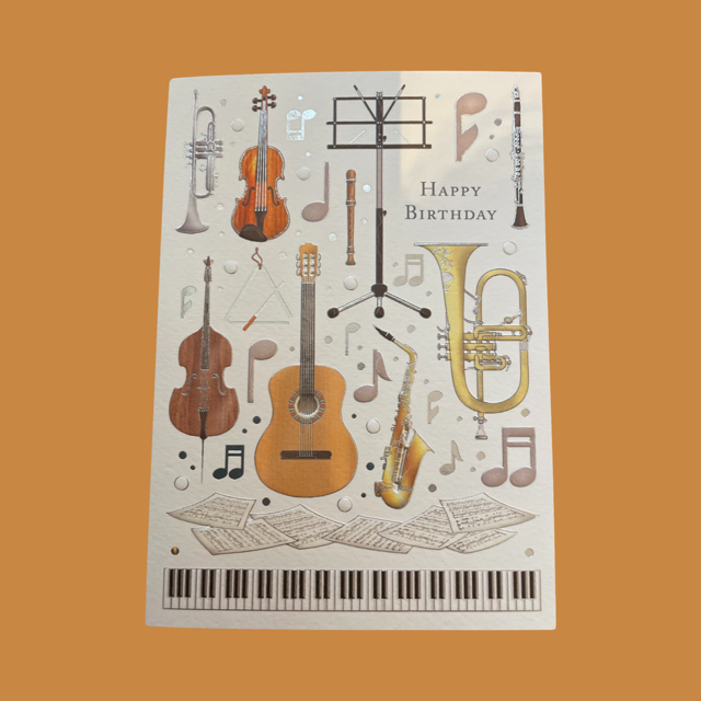 Greeting Card Happy Birthday Various Instruments and Keyboard