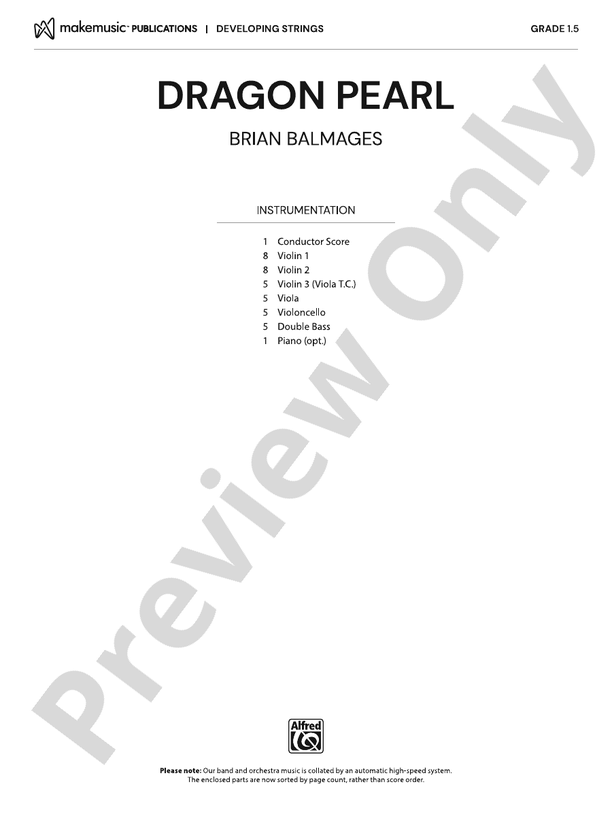 Dragon Pearl - String Orchestra Conductor Score & Parts (Digital Download)