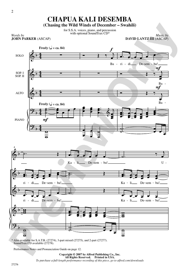 Chapua Kali Desemba (Chasing the Wild Winds of December - Swahili) – SSA Choral Octavo (Digital Download)