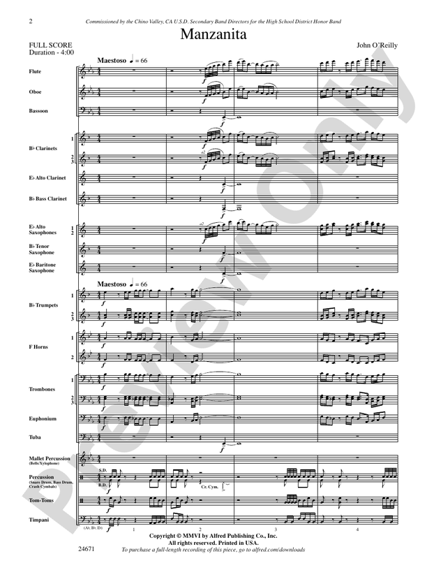 Manzanita - Concert Band Conductor Score & Parts (Digital Download)