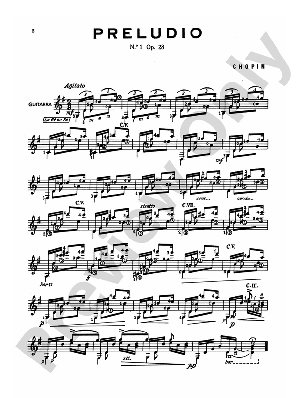 Chopin: Various Preludes Transcribed for Guitar - Guitar (Digital Download)