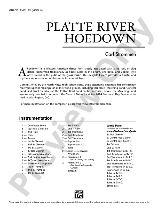 Platte River Hoedown - Concert Band Conductor Score & Parts (Digital Download)
