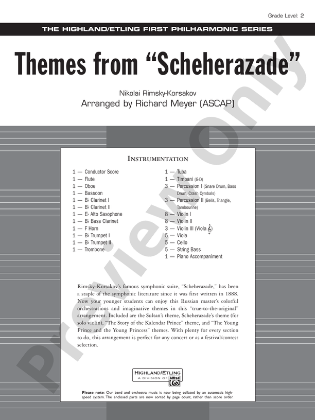 Themes from Scheherazade – Full Orchestra Conductor Score & Parts (Digital Download)
