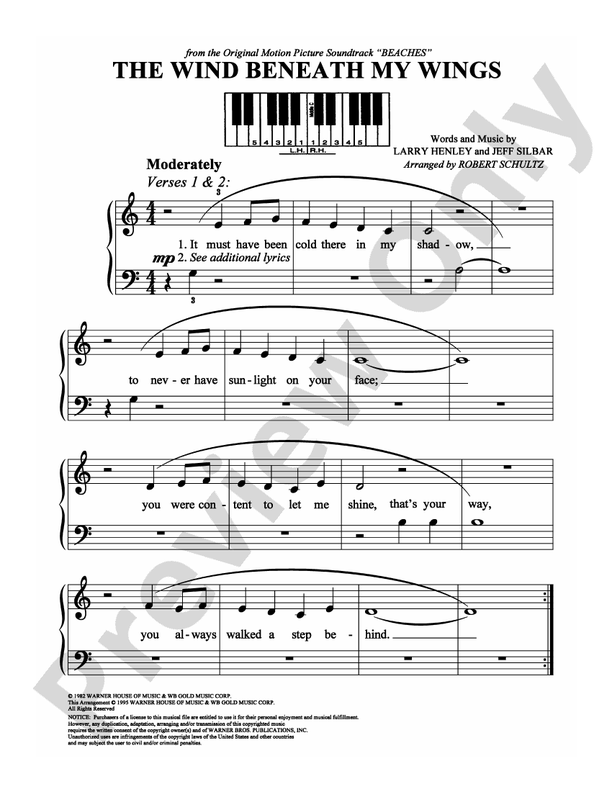 The Wind Beneath My Wings - Arr. Robert Schultz (DSM-PS-0009014) - Easy Piano (Digital Download)