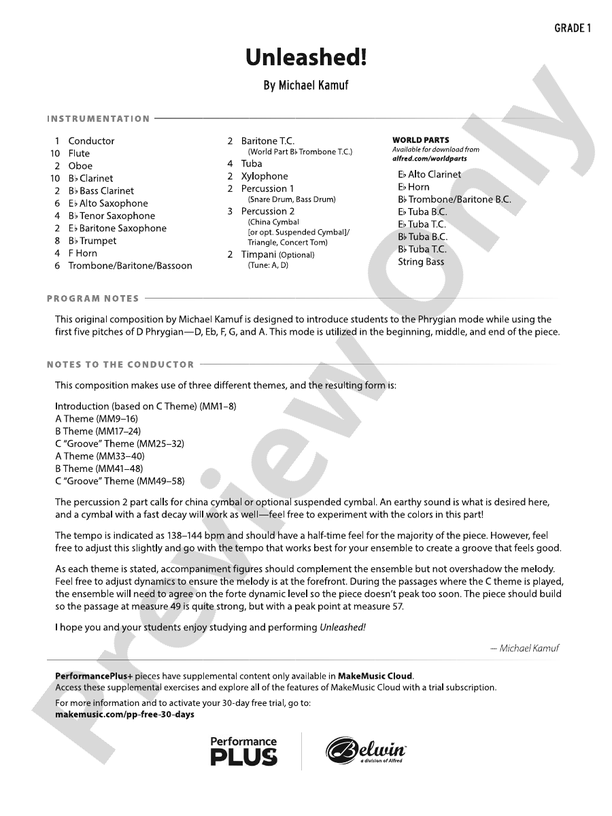 Unleashed! – Concert Band Conductor Score & Parts (Digital Download)