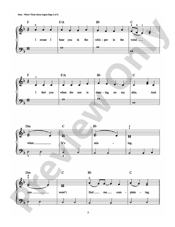 When I Think About Angels - Arr. Richard Bradley - Easy Piano (Digital Download)