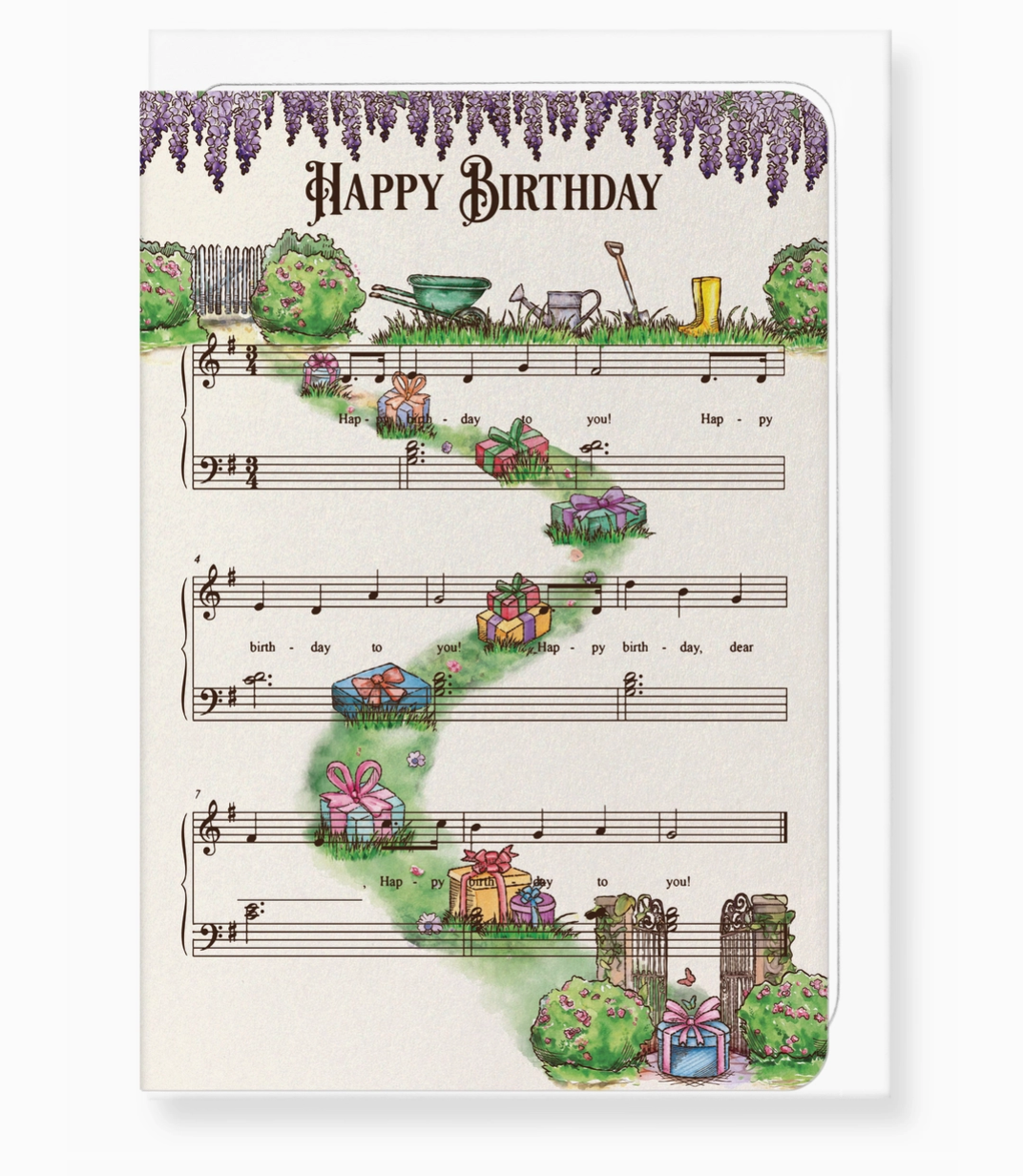 Greeting Card Garden Birthday Music Score: Victorian Greeting