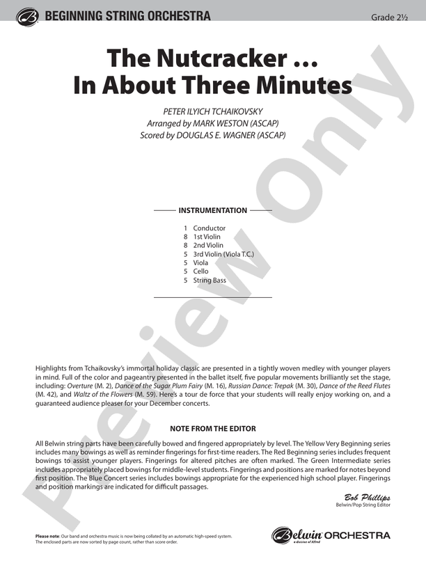 The Nutcracker ... In About Three Minutes – String Orchestra Conductor Score & Parts (Digital Download)