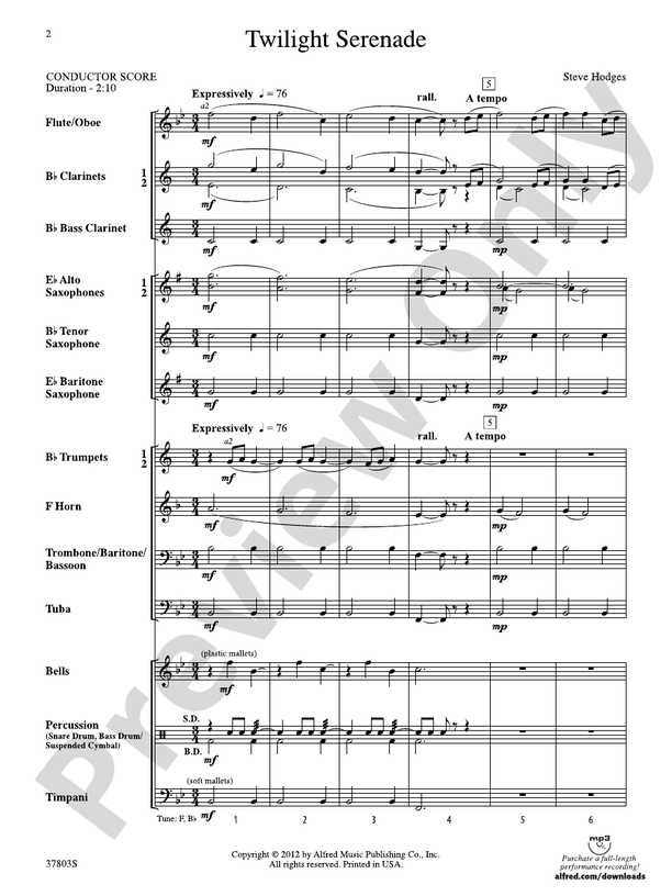 Twilight Serenade - Concert Band Conductor Score & Parts (Digital Download)