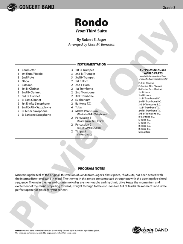 Rondo – Concert Band Conductor Score & Parts (Digital Download)