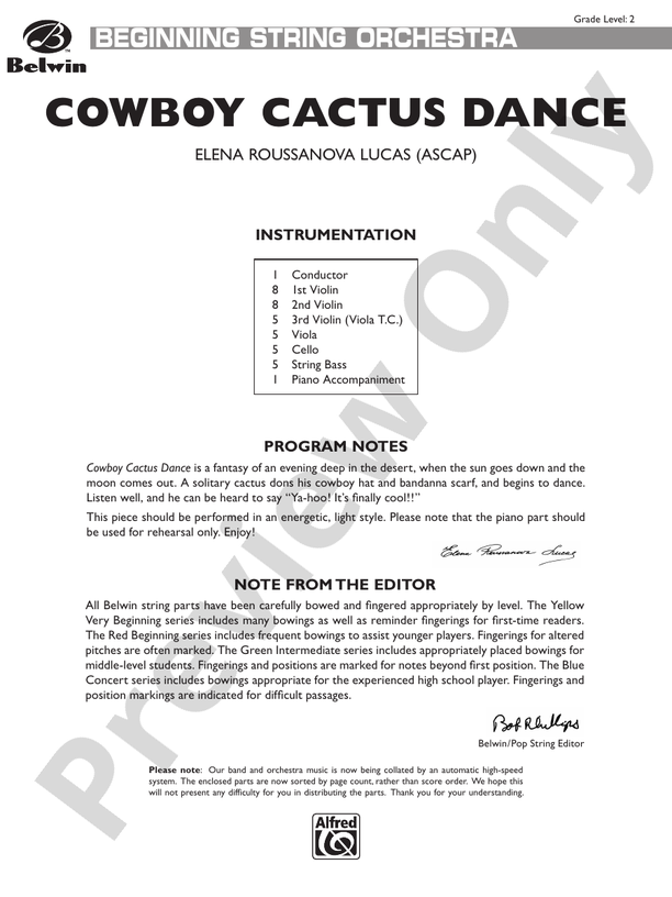 Cowboy Cactus Dance – String Orchestra Conductor Score & Parts (Digital Download)