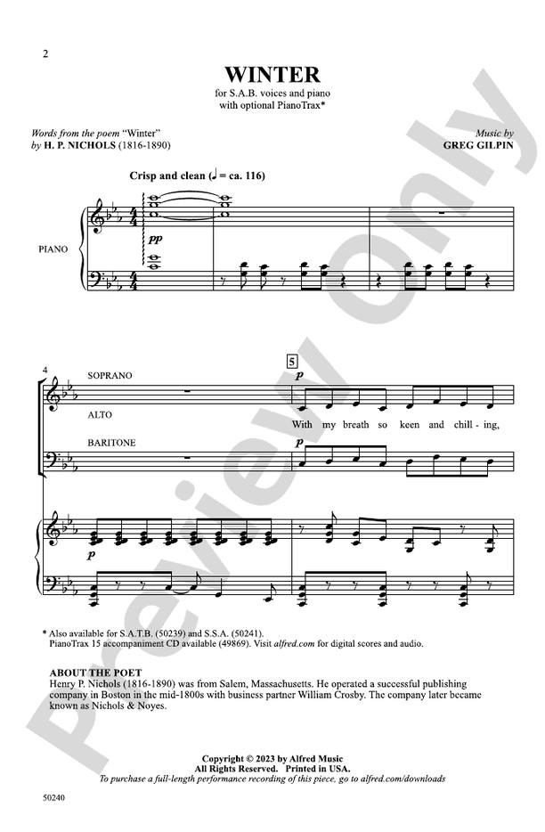Winter - SAB Choral Octavo (Digital Download)
