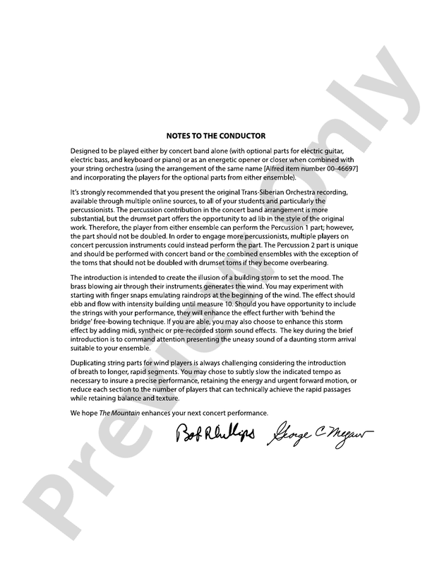 The Mountain - Concert Band Conductor Score & Parts (Digital Download)