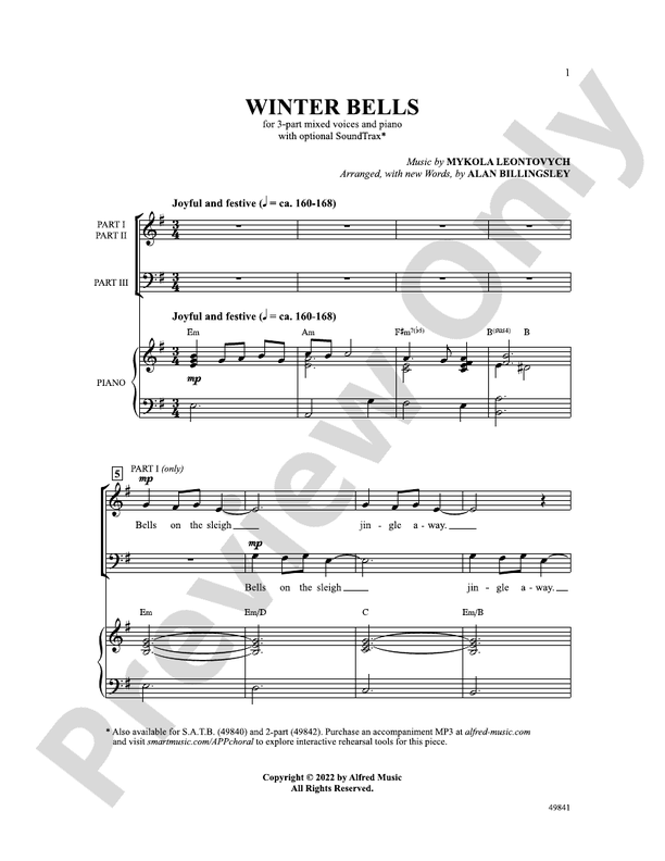 Winter Bells - 3 Part Mixed Choral Octavo (Digital Download)