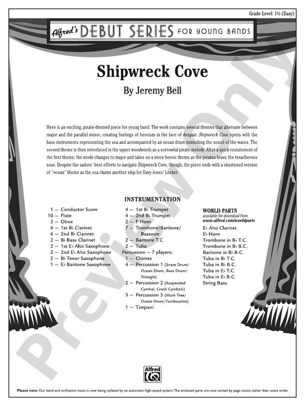 Shipwreck Cove - Concert Band Conductor Score & Parts (Digital Download)