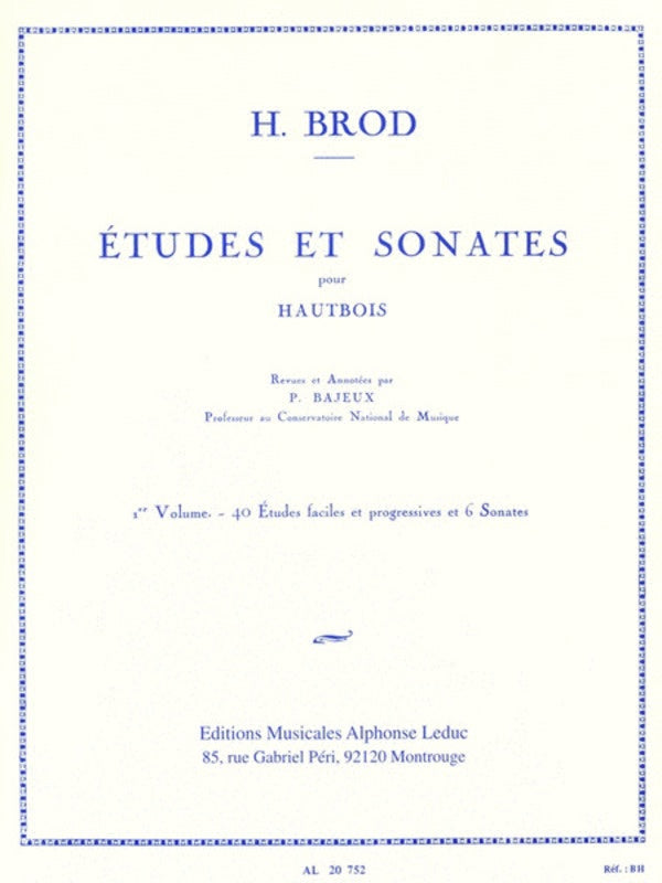 Brod - 40 Etudes et 6 Sonates Volume 1 - Oboe Solo Leduc AL20752