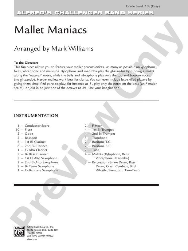 Mallet Maniacs - Concert Band Conductor Score & Parts (Digital Download)