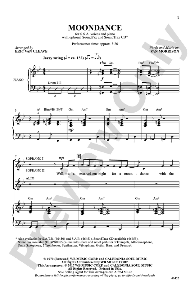Moondance – SSA Choral Octavo (Digital Download)