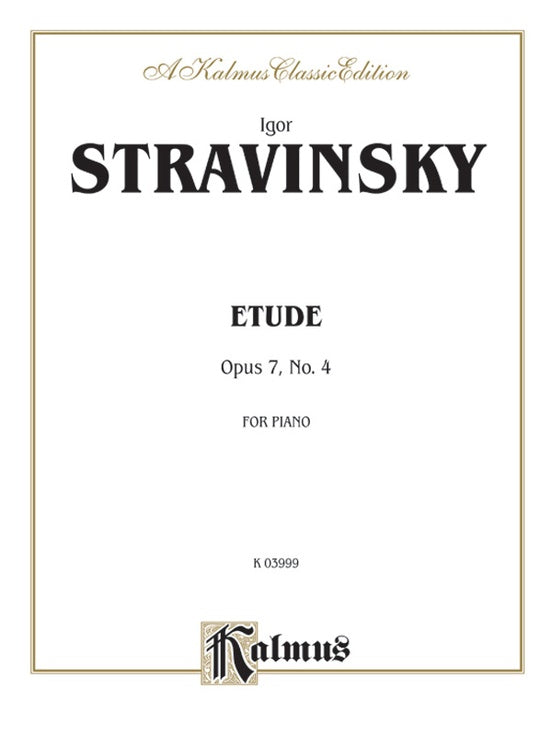 Stravinsky - Etude, Op. 7, No. 4 - Piano Solo (Digital Download)