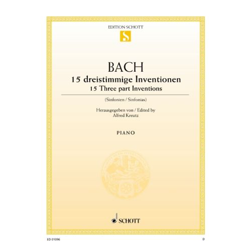 Bach - 3-Part Inventions - Piano Solo Schott ED01096