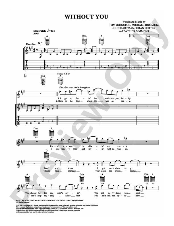Without You - Easy Guitar (Digital Download)