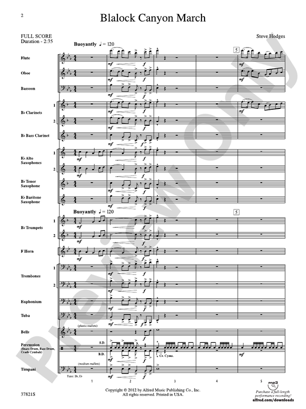 Blalock Canyon March - Concert Band Conductor Score & Parts (Digital Download)