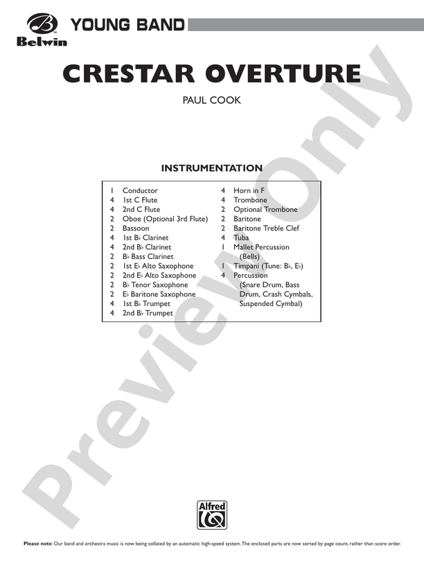 Crestar Overture - Concert Band Conductor Score & Parts (Digital Download)