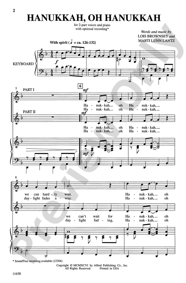 Hanukkah, Oh Hanukkah – 2-Part Choral Octavo (Digital Download)
